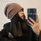 Toque Knitted Pile Heap Cap Women's Autumn and Winter Japanese Black Pullover Toque Men
