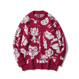Men's Fall Outfits Cartoon Round Neck Sweater Men's Loose Sweater