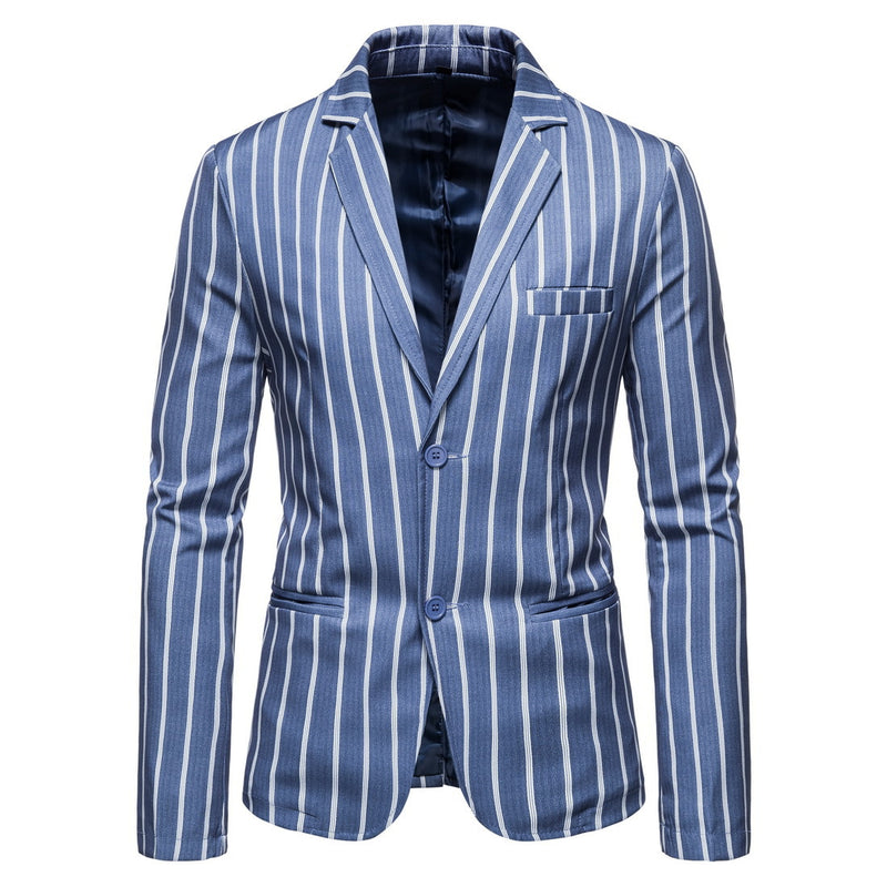 Men's Fall plus Size Suit Jacket Striped Two-Button Single Western Jacket Men Winter Outfit Casual Fashion