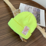 Mens Beanies Knitted Hat Candy Color Woolen Cap Autumn and Winter Patch Letters Skullcap