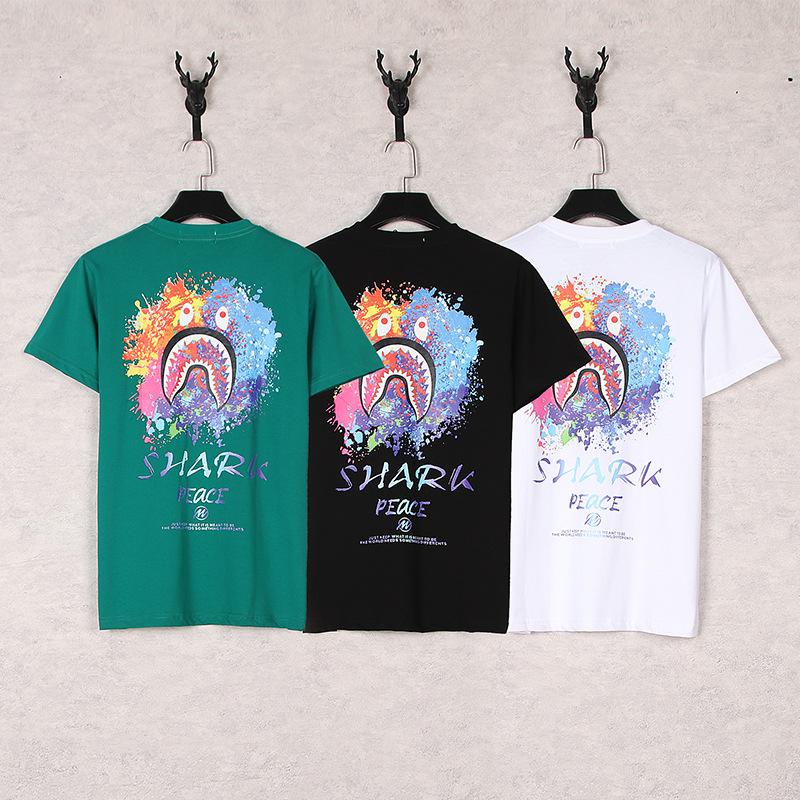 A Ape Print T Shirt Camouflage Letter Print Short-Sleeve T-shirt