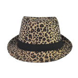 Fedora Hat Leopard Print Woolen Thick Billycock Fedora Hat Fashion British Style Felt Cap