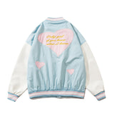 Mens Fall Outfits High Street Vintage Love Embroidered Coat Street Baseball Uniform Jacket