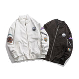 Men's Spring Men's Jacket Neutral plus Size Retro Sports Patch White Baseball Collar Coat Workwear Tops Men Jacket
