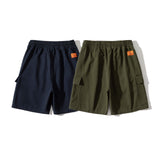 Men Shorts Men's Clothes Summer Wear Vintage Men's Shorts Casual Loose Labeling Five-Point Elastic Overalls
