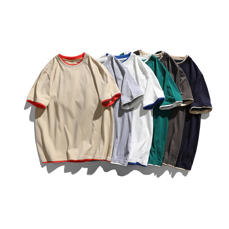 2022 Summer Man T Shirt Fake Two-Piece round Neck