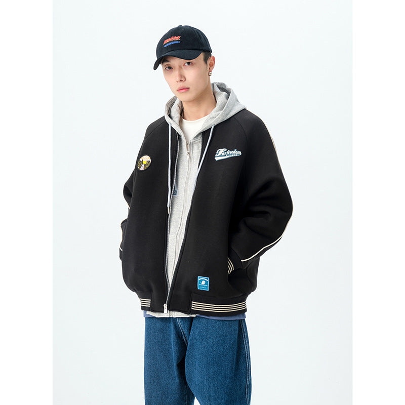 Men's Large Size Sports Retro Spring Labeling Jacket Men's Trendy Casual Jacket Men Jacket