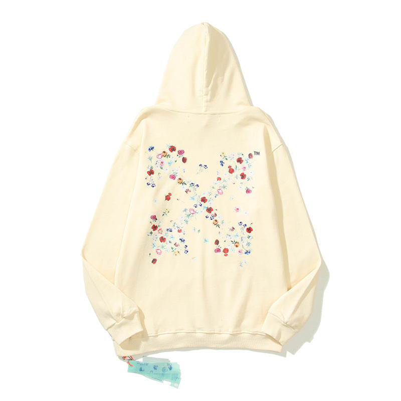 Autumn Off Arrow Print Hooded Loose Sweater Coat