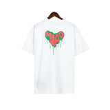 Palm Angels Letter Heart Printing Casual Loose Short Sleeved T-shirt Men and Women High Street Fashion Brand