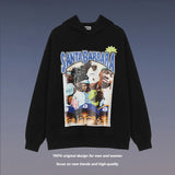 Men Fall Outfits Niche Loose Hip Hop Fleece-Lined Hoodie