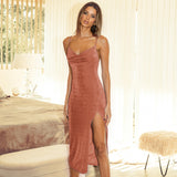 Kendall Jenner Wedding Guest Dress Sling Backless Slit