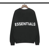 Fog Essentials Long Sleeve round Neck Neck Sweatshirt Back Polyline Reflective Letter Crew Neck Pullover Thickened Sweatshirt