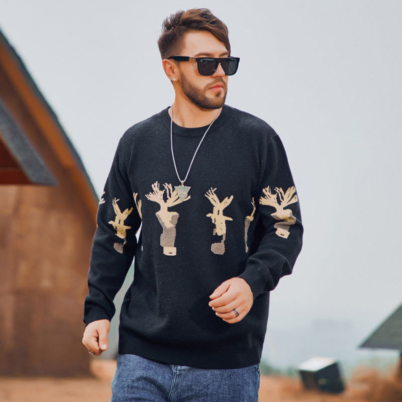 Men plus Size Sweater Winter Thickened Jumper Young and Middle-Aged