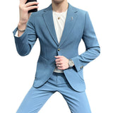 Men Suit Simple Two-Piece Set Slim-Fit Beaded Line