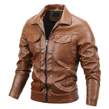 80's Leather Jacket Fall Winter Men Coat Fleece Padded Clothes Motorcycle Clothing