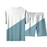 Slim Fit Muscle Gym Men T Shirt Men Rugged Style Workout Tee Tops Short Sleeve Shorts Set Men Summer plus Size Trendy Casual Fashion
