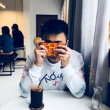Kanye West Hoodie Cross Logo Flower Arm Loose Long Sleeve T-shirt Men's and Women's Couple Skateboard Hip Hop Bottoming Shirt