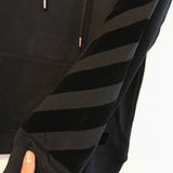 Early Spring All Black Flocking Arrow Pullover Hooded Sweater