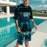3D T Shirt Casual Sports Printed Shorts Suit
