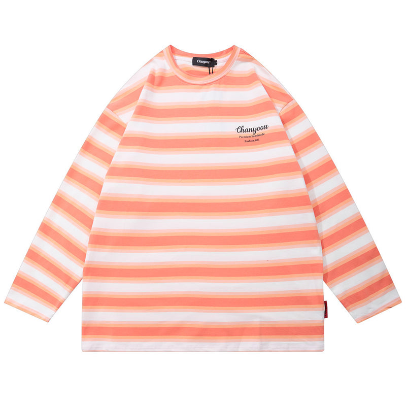 Letter Printed Striped Sweater Men's plus Size Retro Sports Baggy Coat Sweater Fleece Lined Sweatshirt Men Thermal Hoodie