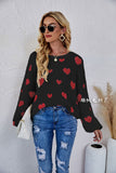 Valentine's Day Outfits Knitted Heart round Neck Temperament Commute Sweater Pullover Sweater for Women