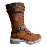 Coachella Ankle Boots Plus Size Autumn and Winter Mid-Calf Chunky Heel Round Head Knight Boots