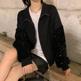 Denim Sparkle Jacket Autumn Coat Top Women's Fashion