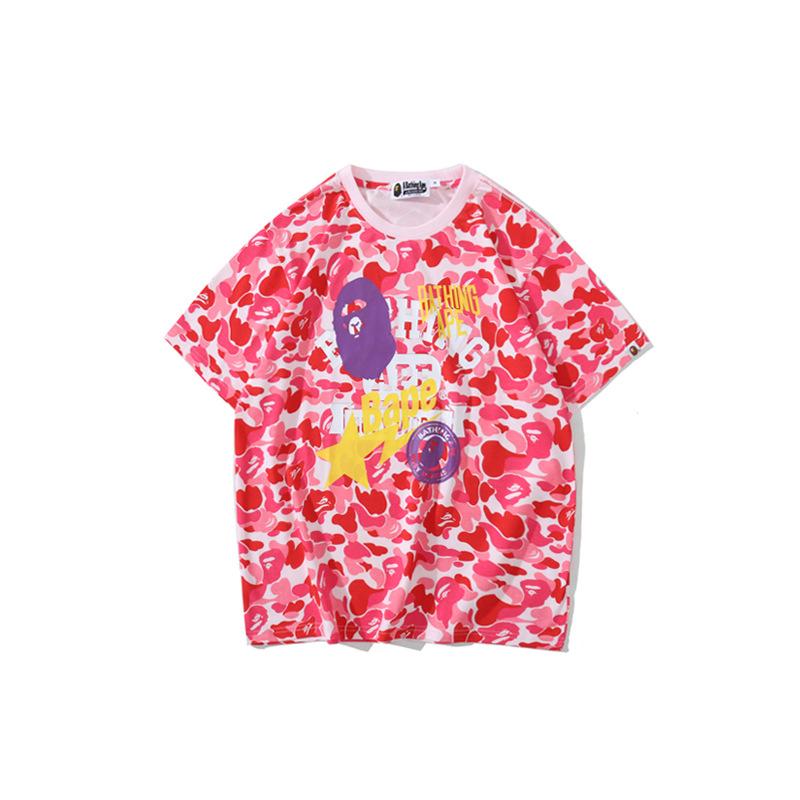 A Ape Print T Shirt Summer Camouflage Shading T-shirt Cartoon Anime Short Sleeve