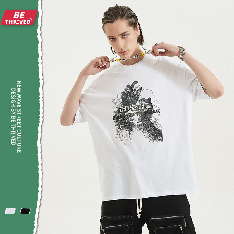 Men's Summer Short Sleeve Large Size Retro Sports Casual Top Loose T-shirt Men's Men's Top