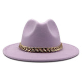 Fedora Hat Golden Chain Woolen Top Hat Fedora Hat Top Hat