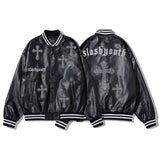 Men Fall Outfits Baseball Uniform Jacket Pilot Leather Jacket