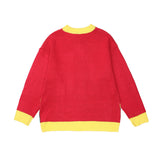 Men Fall Outfits Retro Cartoon Brocade Sweater Couple Pullover Sweater