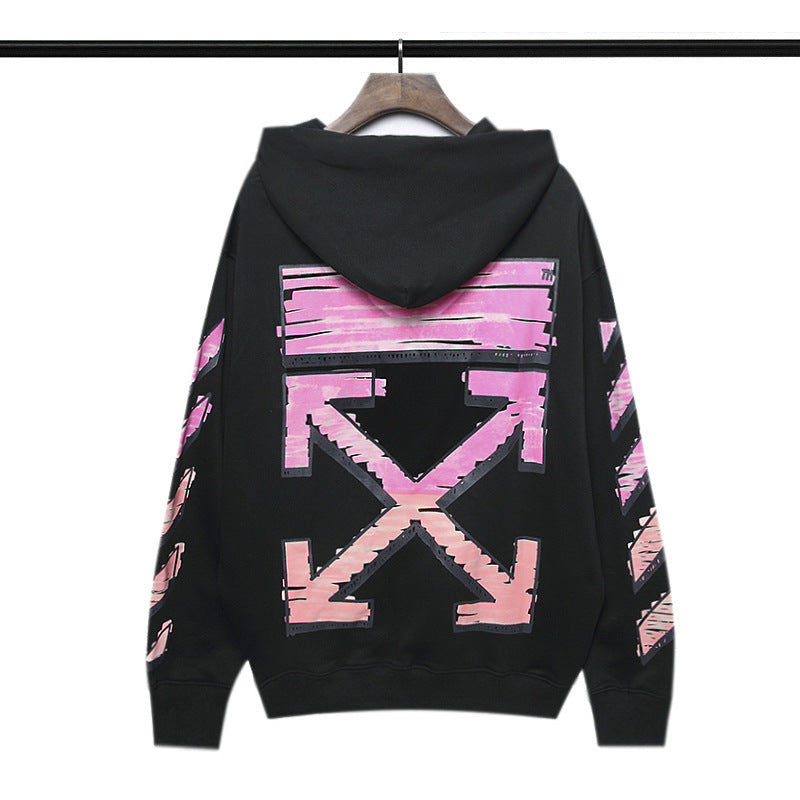 Autumn And Winter Red Gradient Arrow Pattern Hooded Sweater For Men And Women