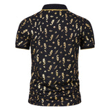 Men Shirt Fashion Slim Fit Shirts Short Sleeve Shirt Large Size Casual Top Summer Men's Fashion Print Short Sleeve Casual Polo Collar Polo Shirt Men