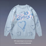 Men Fall Outfits Vintage Cartoon Letter Autumn Sweater Knitwear Coat