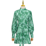 Green Fairycore Dress Wizard of Oz Summer Pure Color Fresh Single-Breasted Personality Waist-Controlled Lace-up Short Stitching Dress