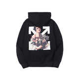 Autumn And Winter Women Bridal Bouquet Basket Pattern Printing Velvet Padded Hooded Sweatshirt