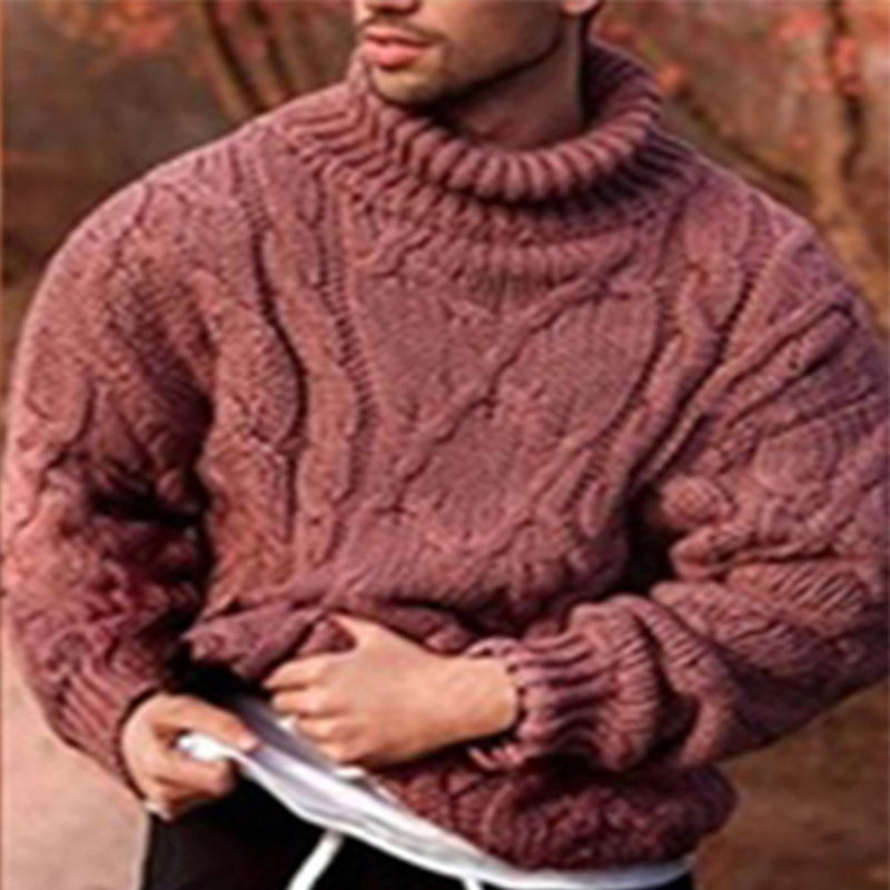 mens chunky knit Men Sweats Winter Men's Solid Color Loose Sweater