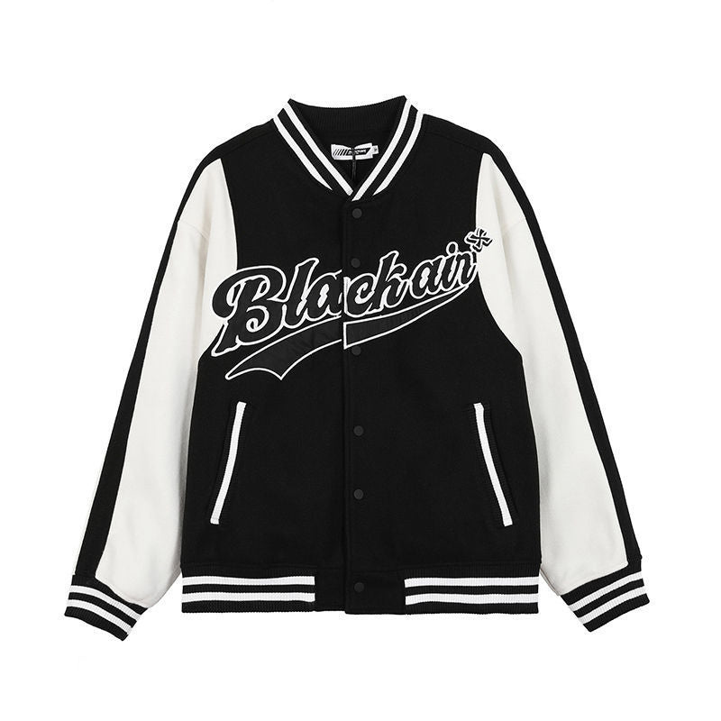 Varsity Baseball Jacket for Men Spring Baseball Uniform Embroidery Stitching Contrast Color Loose Jacket Coat Men