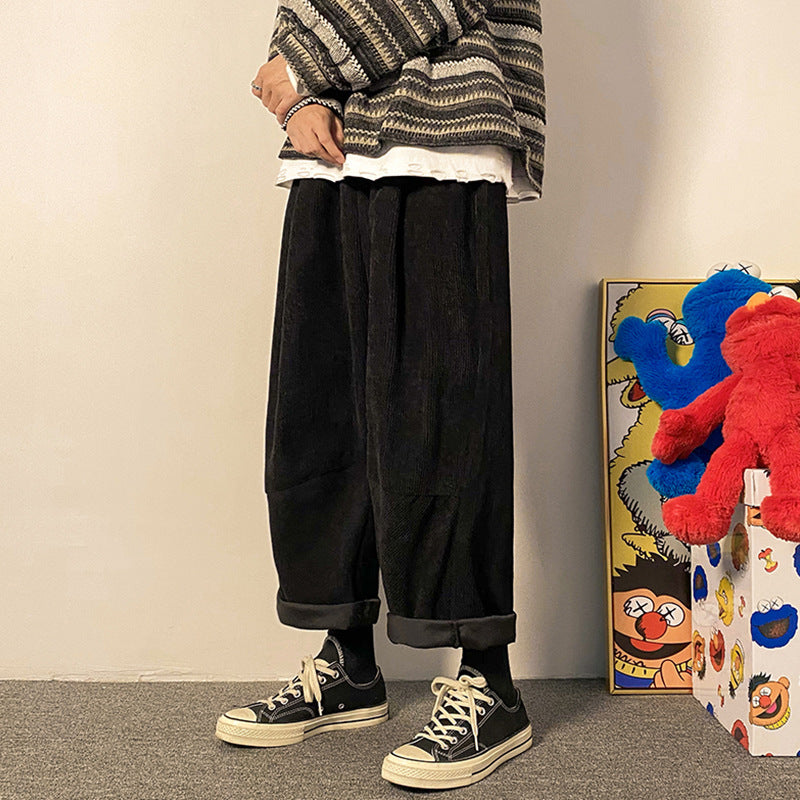 Men Pants Straight Wide Leg Pants