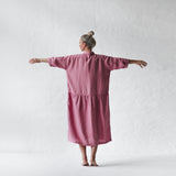 Green Fairycore Dress Idle Style Cotton and Linen plus Size Casual Polo Collar Solid Color Shirt Dress for Women