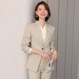Women Pants Suit Uniform Designs Formal Style Office Lady Bussiness Attire Black Early Autumn White Collar Suit
