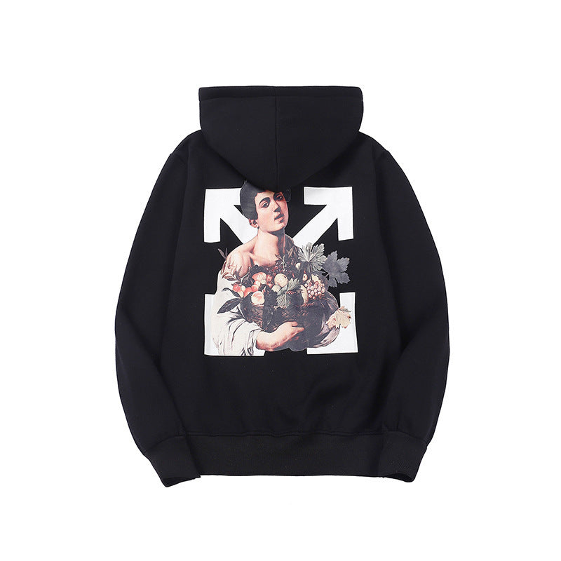 Autumn And Winter Ow Oil Painting Series Printing Men'S And Women'S Hoodie Off