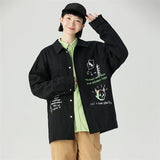 Men Shacket Long Sleeve Autumn Shirt Autumn Print Loose Casual Shirt