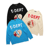 Mens Fall Outfits Winter High Street Cartoon Graffiti Sweater Retro Student Loose Pullover Lazy Sweater
