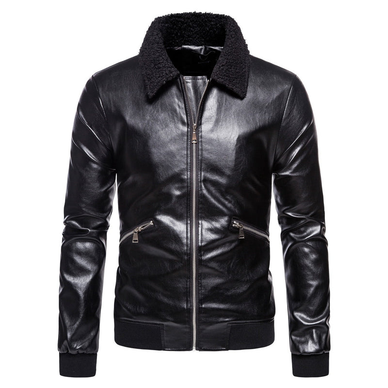 Men's Large Size Men's Leather Clothing Trendy Fur Integrated Turn-down Collar Coat Men Winter Outfit