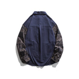 Men Shacket Long Sleeve Autumn Shirt Autumn Vintage Shirt Printed Patchwork Long Sleeves Shirt Men