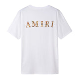 Amiri T Shirt Tiger Pattern Lettered Casual Round Neck