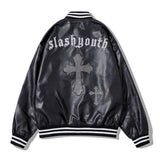 Men Fall Outfits Baseball Uniform Jacket Pilot Leather Jacket