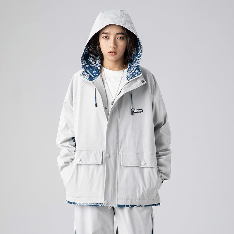 Men's Spring Paisley plus Size Retro Sports Hooded Jacket Male Student Oversize Overalls Fashion Brand Top Men Jacket